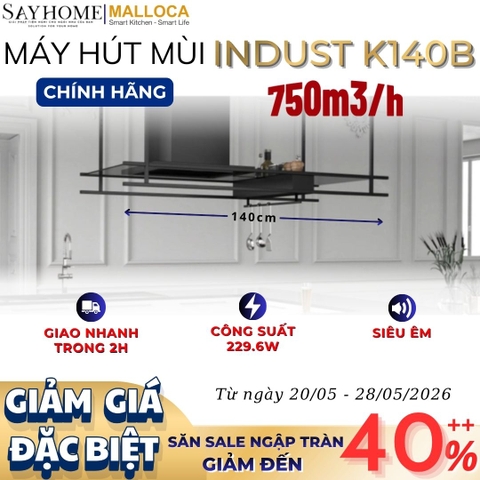Máy hút mùi Malloca INDUST K140B treo độc lập - Hàng chính hãng
