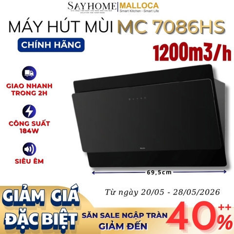 Máy hút mùi MALLOCA MC 7086HS áp tường dạng TV - Hàng chính hãng