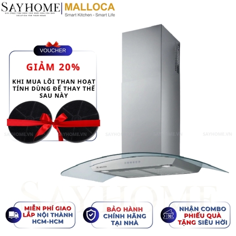 Máy hút mùi MALLOCA SIGMA-K820T kính cong RANGE HOOD - Hàng chính hãng MALLOCA