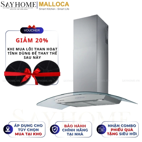 Máy hút mùi MALLOCA SIGMA-K820T kính cong RANGE HOOD - Hàng chính hãng MALLOCA