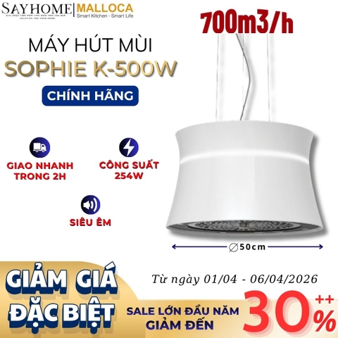 Máy hút mùi Malloca SOPHIE K-500W treo độc lập - Hàng chính hãng