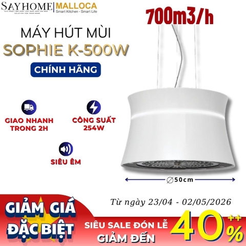 Máy hút mùi Malloca SOPHIE K-500W treo độc lập - Hàng chính hãng