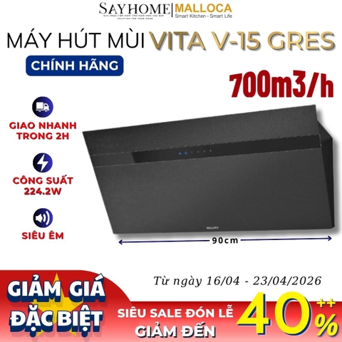 Máy hút mùi Malloca VITA V-15 GRES dạng TV - Hàng chính hãng