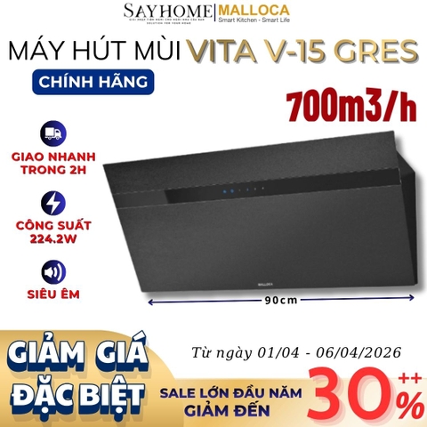 Máy hút mùi Malloca VITA V-15 GRES dạng TV - Hàng chính hãng