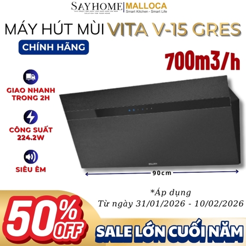 Máy hút mùi Malloca VITA V-15 GRES dạng TV - Hàng chính hãng Malloca