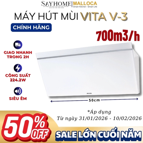 Máy hút mùi Malloca VITA V-3 áp tường- Hàng chính hãng Malloca