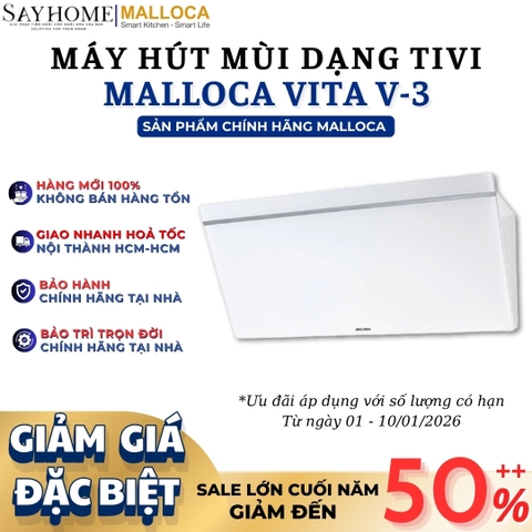Máy hút mùi Malloca VITA V-3 áp tường- Hàng chính hãng Malloca
