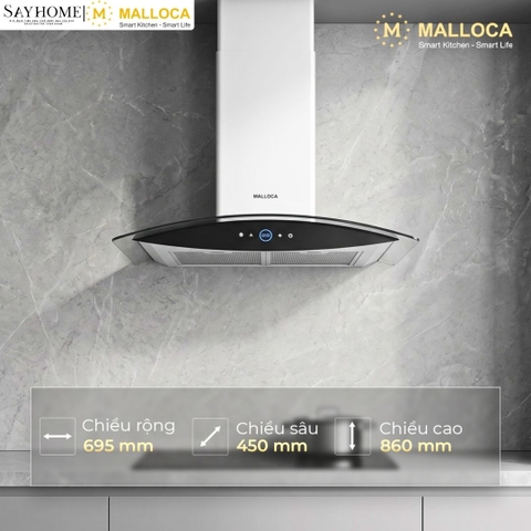Máy hút mùi MALLOCA MC 7018HS kính cong RANGE HOOD tại Thành phố Hồ Chí Minh