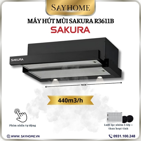 Máy hút mùi SAKURA R3611B âm tủ ray kéo - Chính hãng