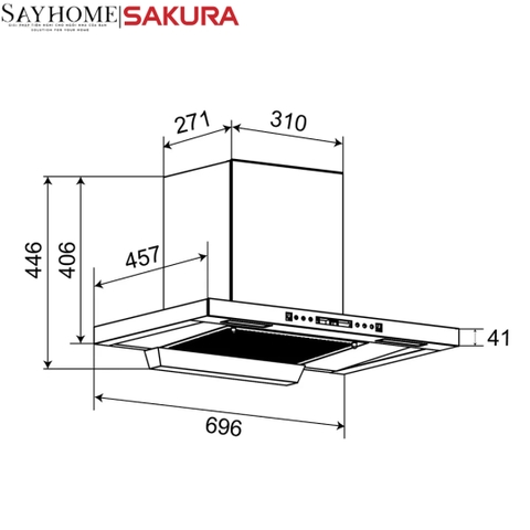 Máy hút mùi Sakura SR-7800B - Chính hãng