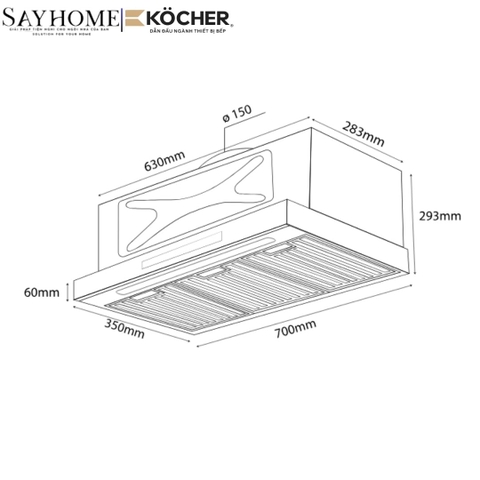 Máy hút mùi Kocher TURBO SMART 3D X3D-350D AUTO CLEAN - BH 3 năm