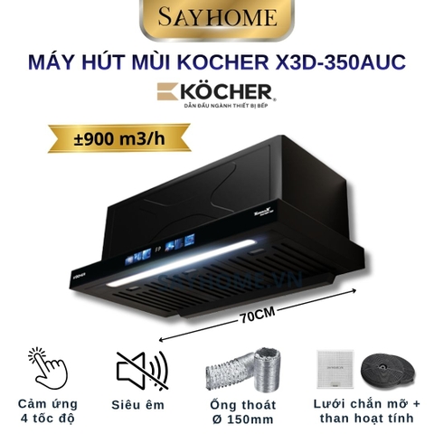 Máy hút mùi Kocher TURBO SMART 3D X3D-350D AUTO CLEAN - BH 3 năm