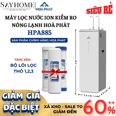 Máy lọc nước Hòa Phát HPA885 Hydrogen ion kiềm RO nóng lạnh HyperS 12 lõi lọc