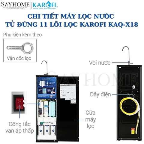 Máy lọc nước Karofi KAQ-X18 tủ đứng 11 lõi lọc