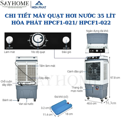Quạt hơi nước Hòa Phát 35L Phím cơ HPCF1-021/ HPCF1-022 tại thành phố Hồ Chí Minh