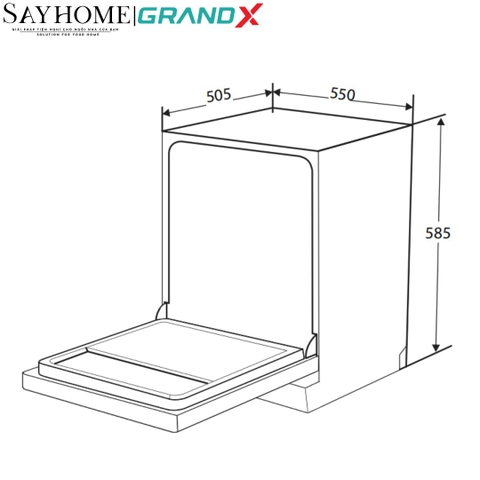 Máy rửa bát GrandX SMS6GX10G 10 bộ đồ ăn Châu Âu - Bảo hành chính hãng