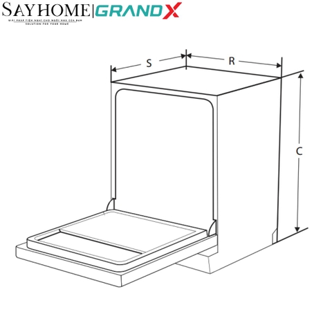 Máy rửa bát GrandX SMS7GX86B 16 bộ đồ ăn Châu Âu - Bảo hành chính hãng