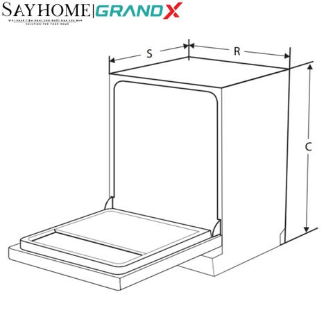 Máy rửa bát GrandX SMS8GX87B 16 bộ đồ ăn Châu Âu - Bảo hành chính hãng