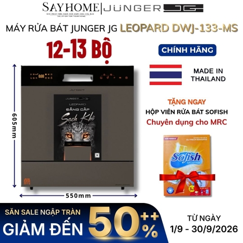 Máy rửa bát JUNGER JG Leopard DWJ-133-MS 12-13 bộ đồ ăn Châu Âu - Hàng chính hãng