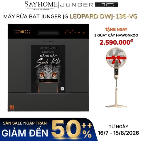 Máy rửa bát JUNGER JG Leopard DWJ-136-VG 12-13 bộ đồ ăn Châu Âu - Hàng chính hãng