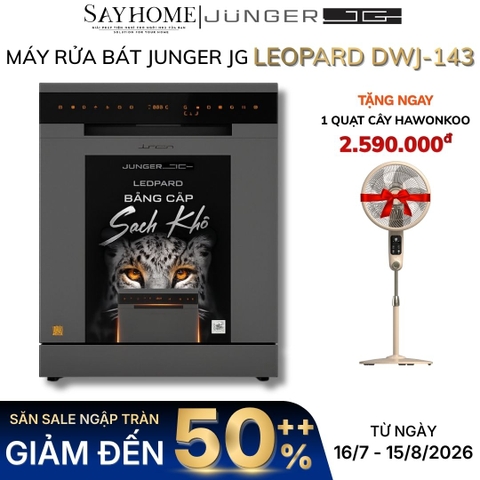 Máy rửa bát JUNGER JG Leopard DWJ-143 15 bộ đồ ăn Châu Âu - Hàng chính hãng