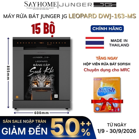 Máy rửa bát JUNGER JG Leopard DWJ-163-MS 15 bộ đồ ăn Châu Âu - Hàng chính hãng