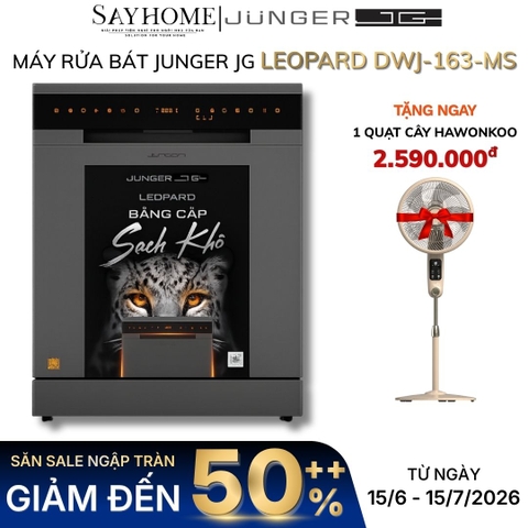 Máy rửa bát JUNGER JG Leopard DWJ-163-MS 15 bộ đồ ăn Châu Âu - Hàng chính hãng