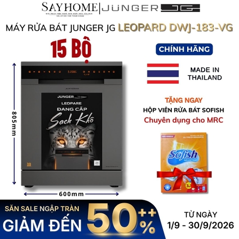 Máy rửa bát JUNGER JG Leopard DWJ-183-VG 15 bộ đồ ăn Châu Âu - Hàng chính hãng