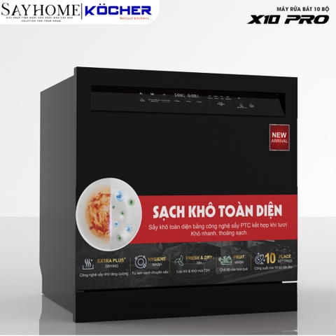 Máy rửa bát Kocher X10 PRO 10 bộ đồ ăn Châu Âu - Bảo hành 3 năm