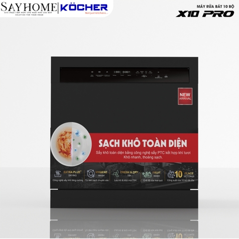 Máy rửa bát Kocher X10 PRO 10 bộ đồ ăn Châu Âu - Bảo hành 3 năm