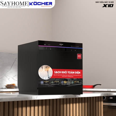 Máy rửa bát Kocher X10 10 bộ đồ ăn Châu Âu - Bảo hành 3 năm