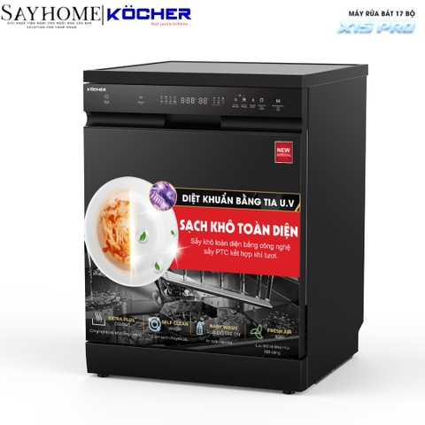 Máy rửa bát Kocher X15B PRO 17 bộ đồ ăn Châu Âu - Bảo hành 3 năm