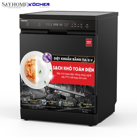 Máy rửa bát Kocher X15UV 17 bộ đồ ăn Châu Âu - Bảo hành 2 năm