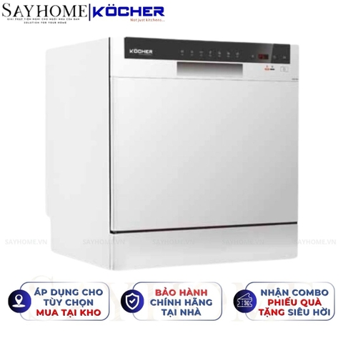 Máy rửa bát Kocher KDEU 8838 8 bộ đồ ăn Châu Âu - Bảo hành 2 năm