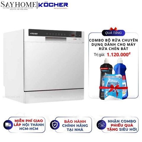 Máy rửa bát Kocher KDEU 8838 8 bộ đồ ăn Châu Âu - Bảo hành 2 năm