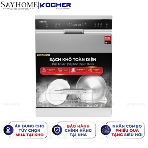 Máy rửa bát Kocher X15S 17 bộ đồ ăn Châu Âu - Bảo hành 2 năm