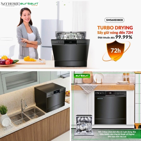 Máy rửa bát độc lập EUROSUN MS60E08EB 10 bộ đồ ăn tại thành phố Hồ Chí Minh