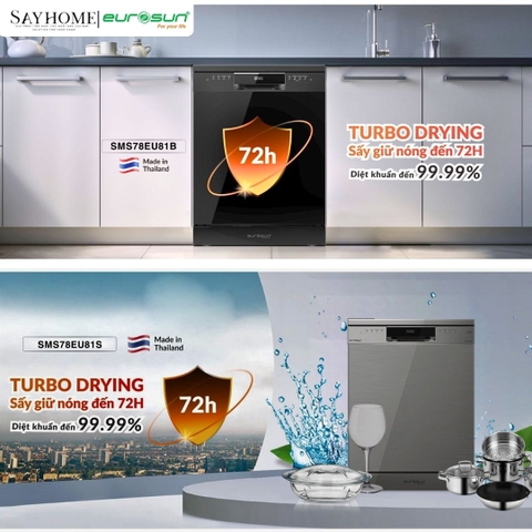 Máy rửa bát độc lập EUROSUN SMS78EU81S/SMS78EU81B 14 bộ đồ ăn tại thành phố Hồ Chí Minh