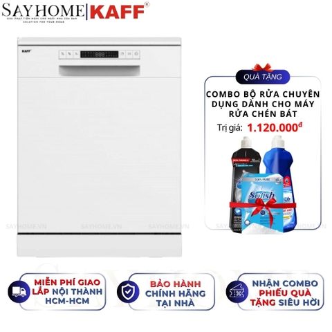 Máy rửa chén bát KAFF KF-SBL775W New Plus độc lập 17 bộ đồ ăn Châu Âu - Hàng chính hãng KAFF