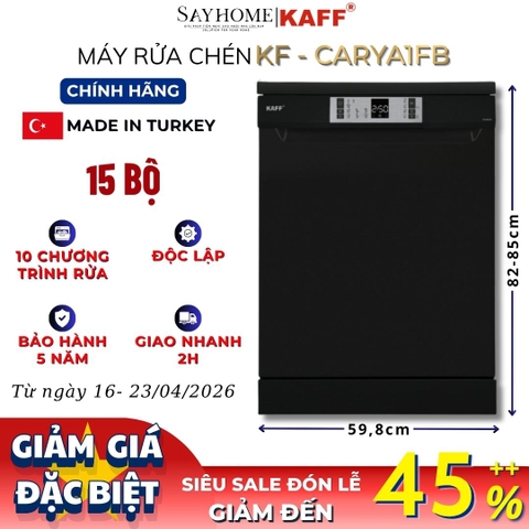Máy rửa chén bát KAFF KF-CARYA1FB độc lập 16 bộ đồ ăn Châu Âu - Hàng chính hãng KAFF