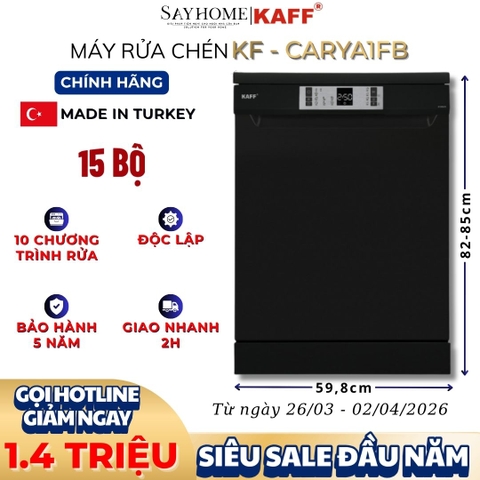 Máy rửa chén bát KAFF KF-CARYA1FB độc lập 16 bộ đồ ăn Châu Âu - Hàng chính hãng KAFF