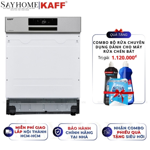 Máy rửa chén KAFF KF-GARDE820 SEMI âm bán phần 15 bộ đồ ăn Châu Âu - Hàng chính hãng