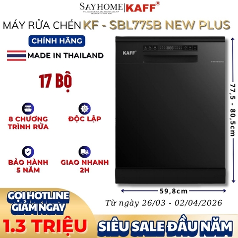 Máy rửa chén bát KAFF KF-SBL775B New Plus độc lập 17 bộ đồ ăn Châu Âu - Hàng chính hãng KAFF