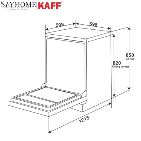 Máy rửa chén KAFF KF-SPA230 bán âm 15 bộ đồ ăn Châu Âu - Hàng chính hãng