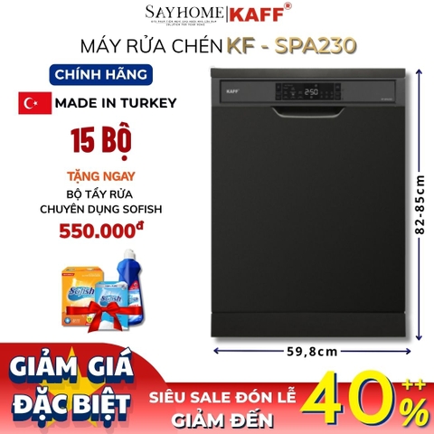 Máy rửa chén KAFF KF-SPA230 bán âm 15 bộ đồ ăn Châu Âu tại thành phố Hồ Chí Minh