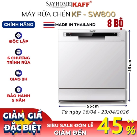Máy rửa chén bát KAFF KF-SW800 độc lập 8 bộ đồ ăn Châu Âu - Bảo hành chính hãng 5 năm