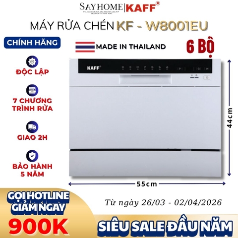 Máy rửa chén KAFF KF-W8001EU độc lập 6 bộ đồ ăn Châu Âu - Bảo hành chính hãng 5 năm