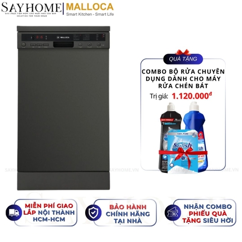 Máy rửa chén MALLOCA MDW10-BS08FS độc lập 10 bộ chén dĩa - Hàng chính hãng