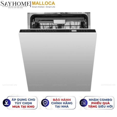 Máy rửa chén MALLOCA MDW14-B09FI  âm tủ 14 bộ chén dĩa - Hàng chính hãng
