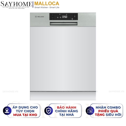 Máy rửa chén MALLOCA MDW14-S08SI âm tủ 14 bộ chén dĩa - Hàng chính hãng